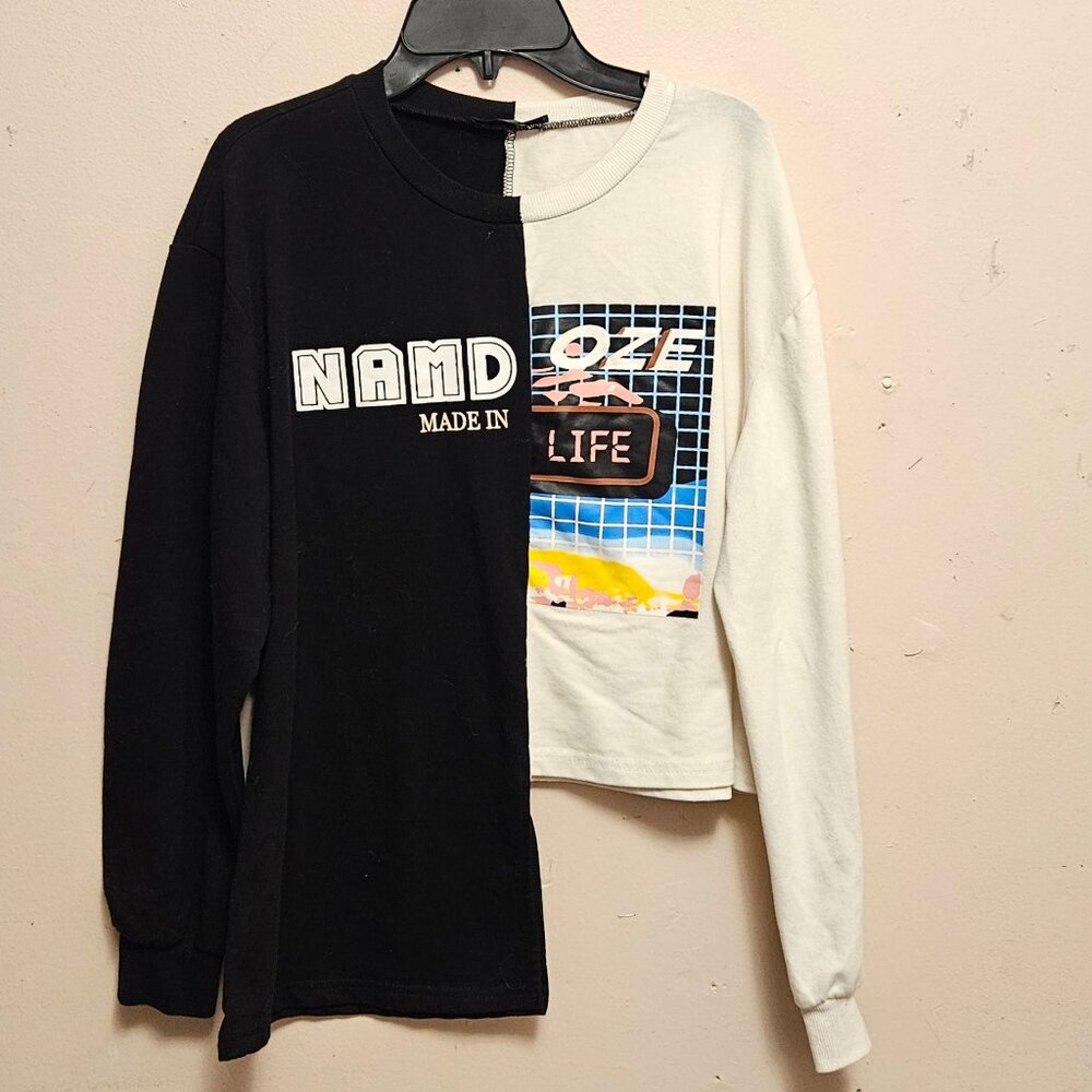 NEW WOMENS SZ LG SHEIN 2 TONED LONGSLEEVE SWEATSHIRT